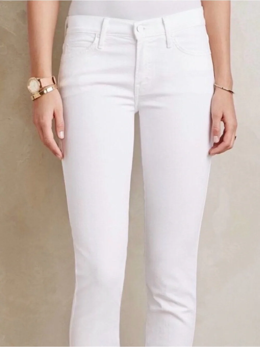 Mother The Pony Boy Ankle Fray Jeans Womens Size 29 Stayin’ Alive White Cropped